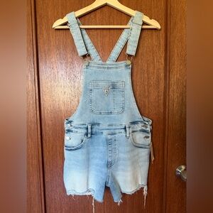 Guess Light Wash Denim Overalls with Front Pocket
